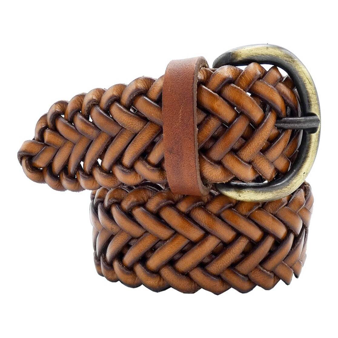 Hand-woven leather belt with handcrafted zamak buckle - Giglio