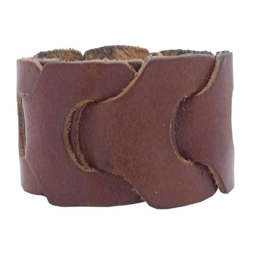 Hand-braided leather bracelet, adjustable antique bronze clasp