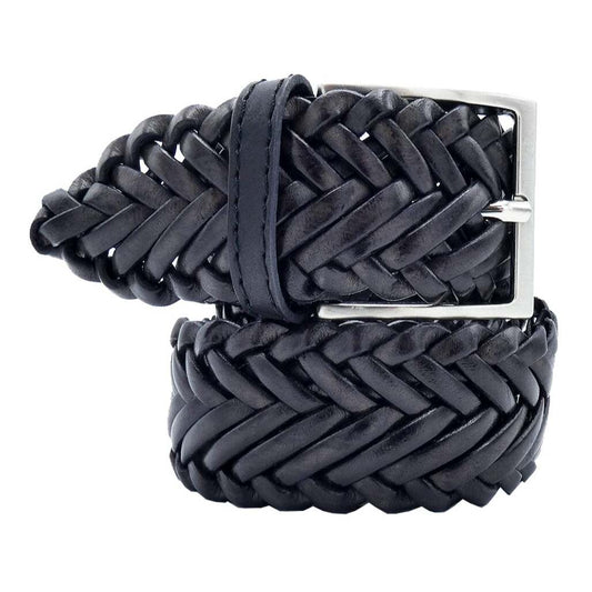 Sunflower Belt in Hand-Braided Leather with Handcrafted Buckle in Satin Nickel Zamak