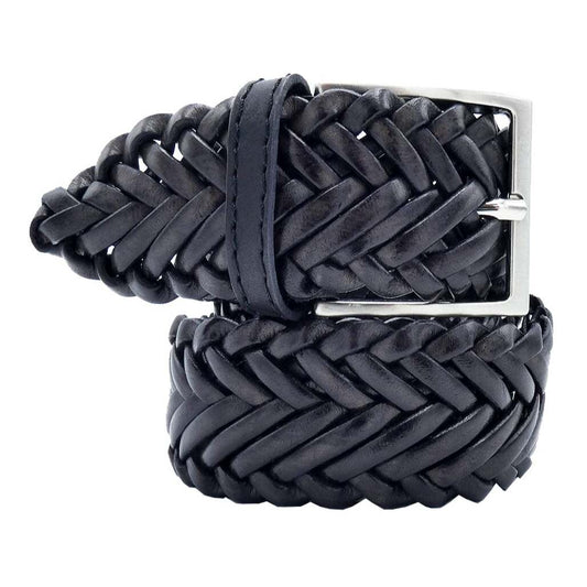 Ceinture Tournesol en Cuir Tresse Main avec Boucle Artisanale en Zamak Nickel Satine