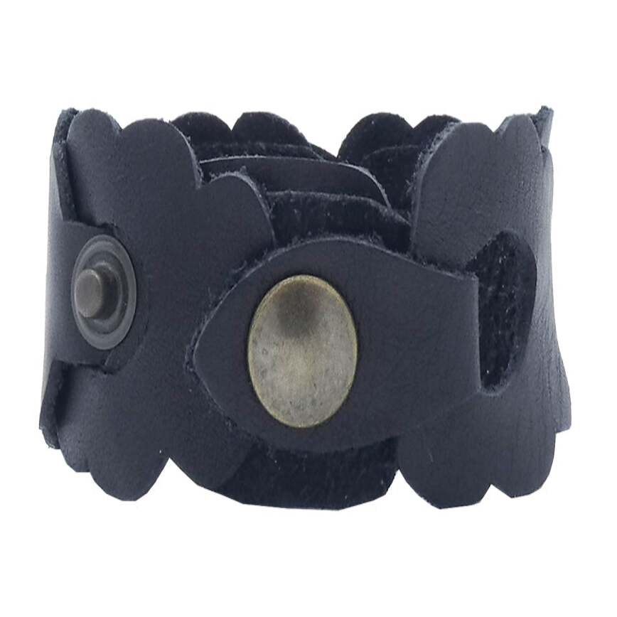 Bracelet Iseo en cuir tresse motif floral 3cm