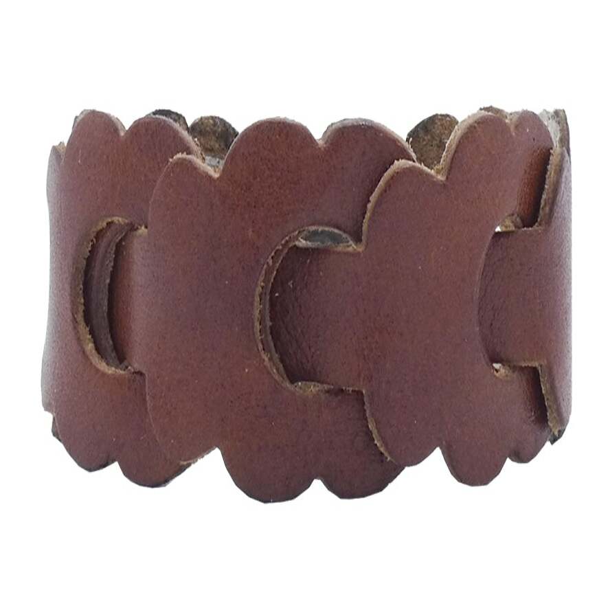 Iseo bracelet in woven leather with floral motif 3cm