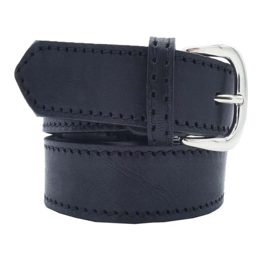 2.5cm Leonardo leather belt with satin nickel zamak buckle