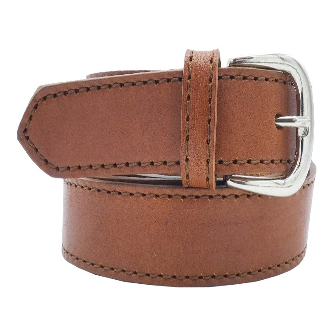 2.5cm Leonardo leather belt with satin nickel zamak buckle
