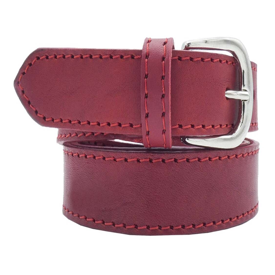 2.5cm Leonardo leather belt with satin nickel zamak buckle