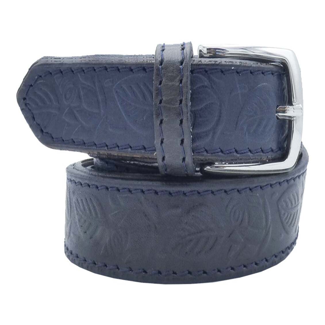 Monet belt in hand-stamped leather with handcrafted satin zamak buckle