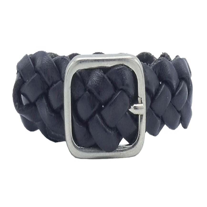 Bracelet mediterraneen en cuir tresse 1,5cm avec fermeture reglable