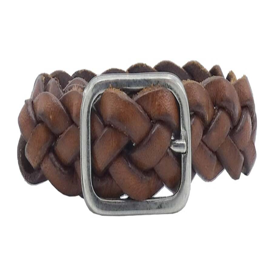 Bracelet mediterraneen en cuir tresse 1,5cm avec fermeture reglable