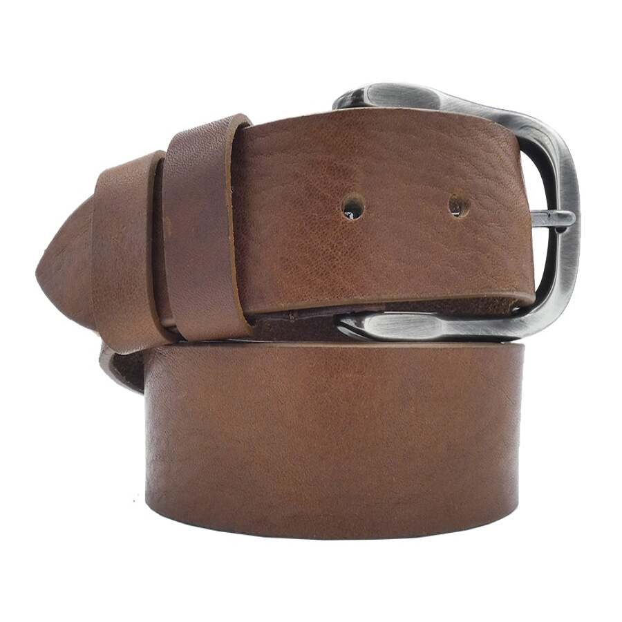 Cinturón Napoli de piel 4 cm con hebilla de zamak bronce