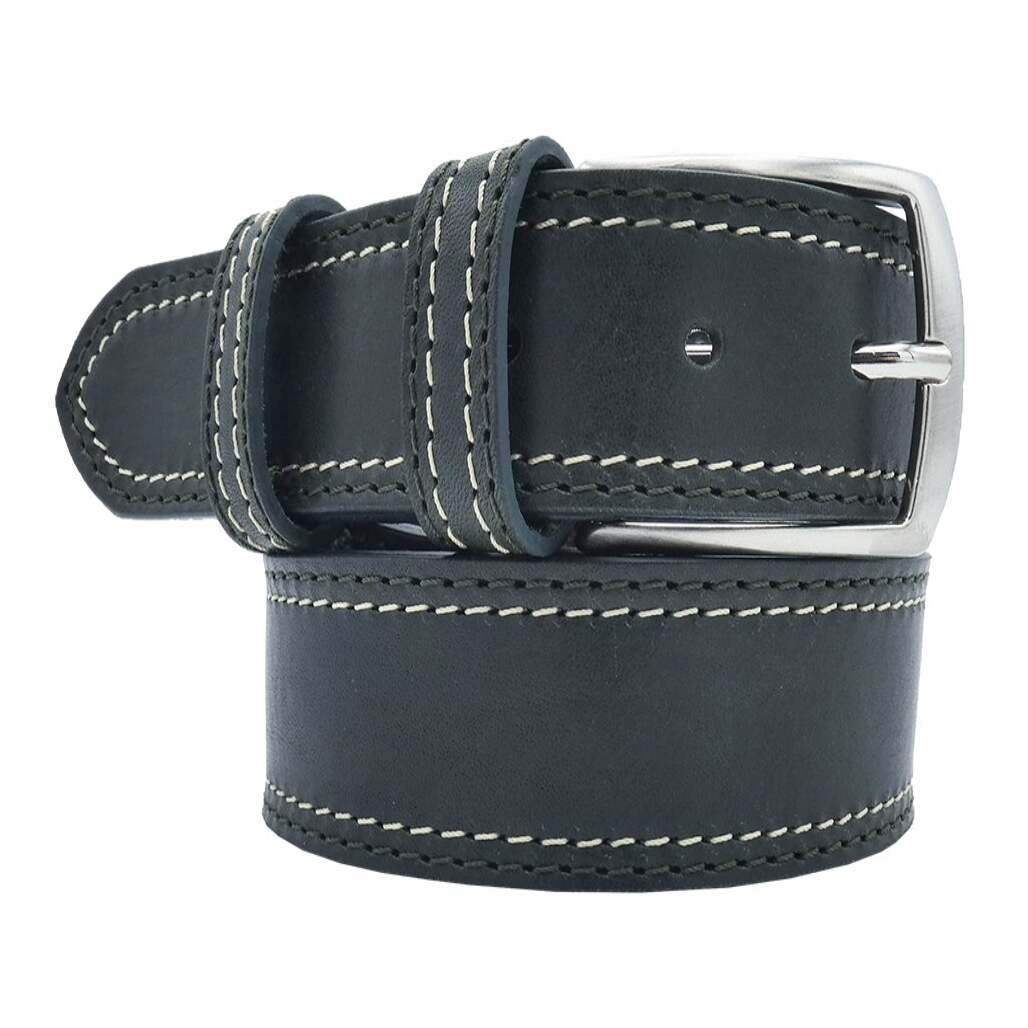 3.5cm Positano leather belt with double stitching and handcrafted buckle Made in Italy