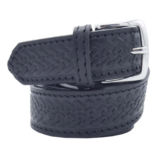 Hand-printed Raffaello leather belt with handcrafted satin zamak buckle