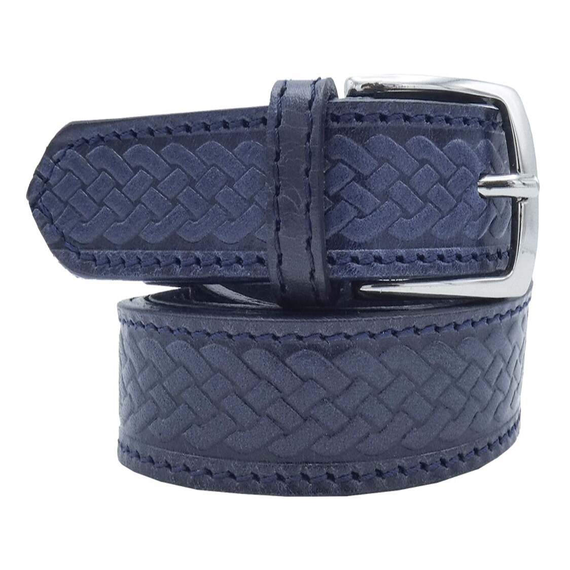 Hand-printed Raffaello leather belt with handcrafted satin zamak buckle