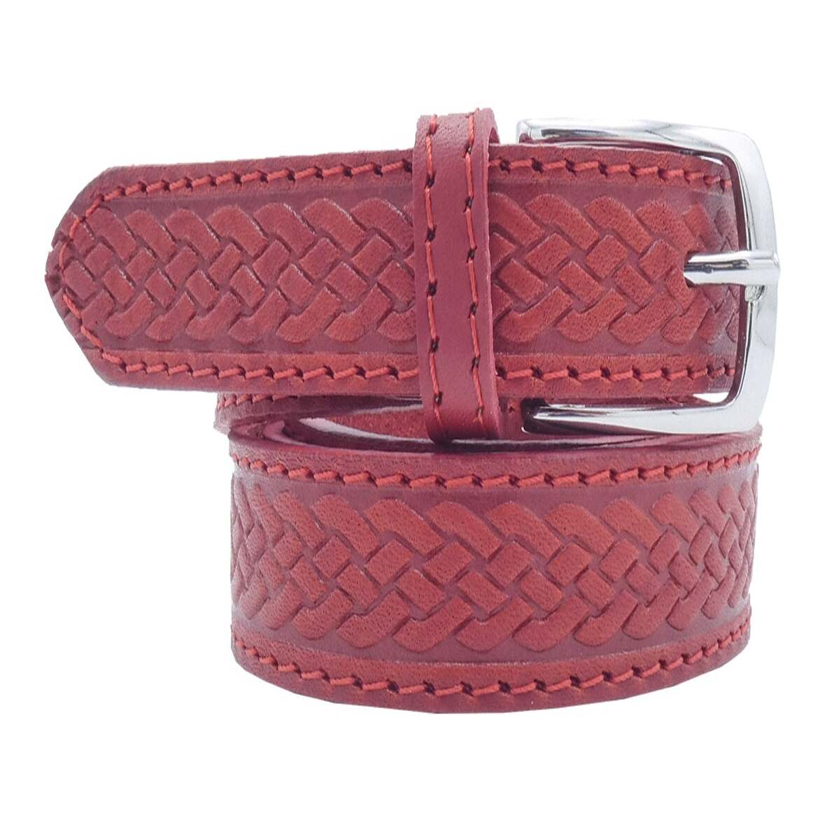 Hand-printed Raffaello leather belt with handcrafted satin zamak buckle