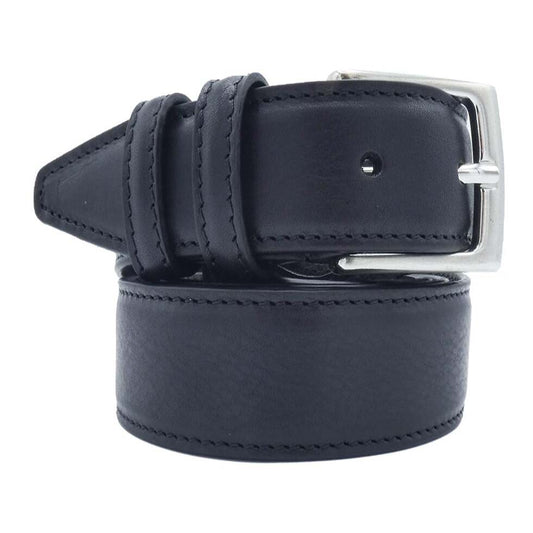 Ceinture double arrondie en cuir avec boucle artisanale en zamak satine - Turin