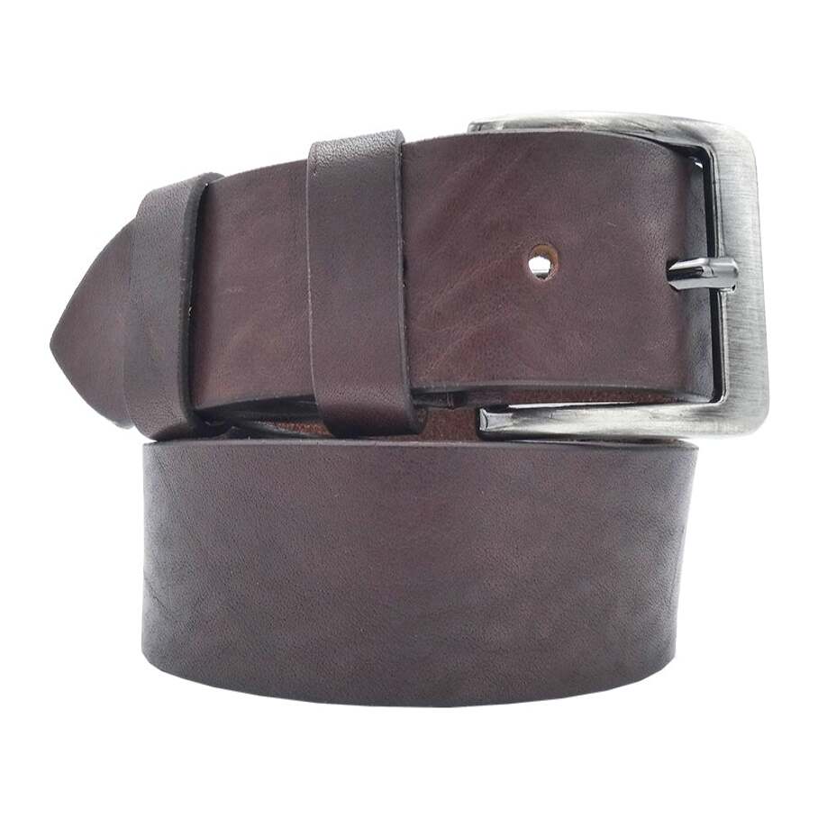 Cinturón de piel Venezia de 4 cm con hebilla de zamak satinada hecha a mano