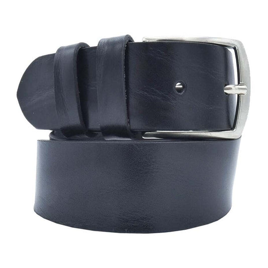 Crumpled Viareggio leather belt with handcrafted zamak buckle