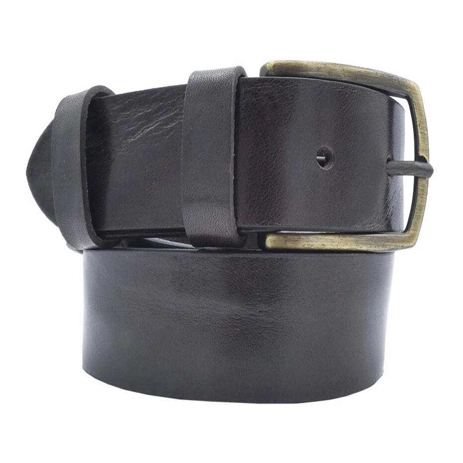 Crumpled Viareggio leather belt with handcrafted zamak buckle