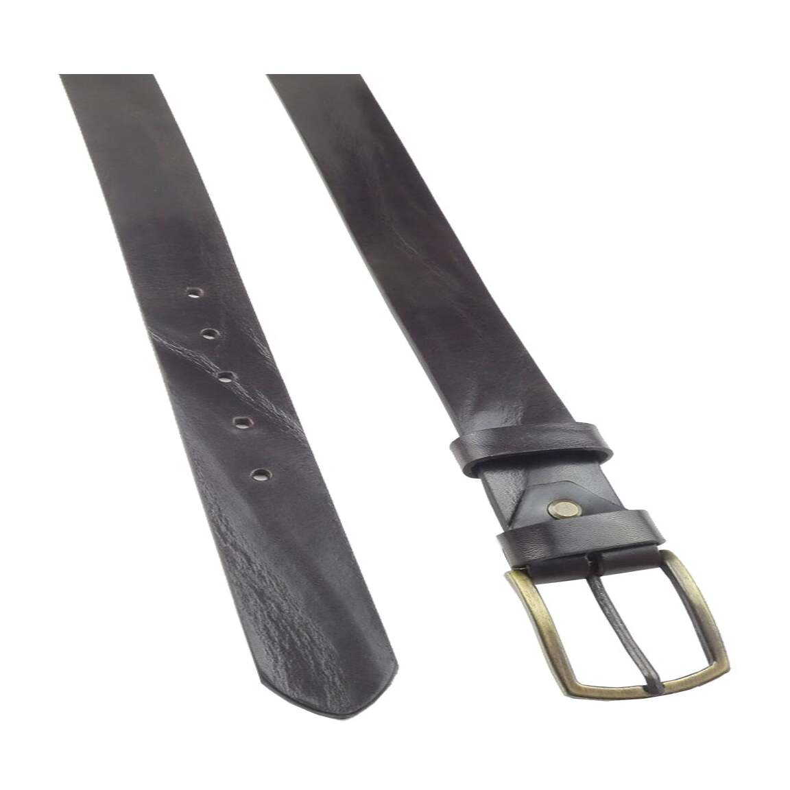 Cinturón de piel Viareggio arrugado con hebilla artesanal de zamak